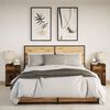 vidaXL sengeborde 2 stk. med LED-lys konstrueret træ røget egetræ