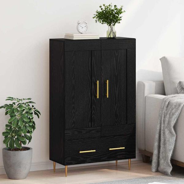 vidaXL Highboard med skuffe Sort eg 69,5 x 31 x 115 cm Konstrueret tr&aelig;