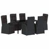 vidaXL Have Spisebordss&aelig;t med pude 7 pcs Sort polyrattan