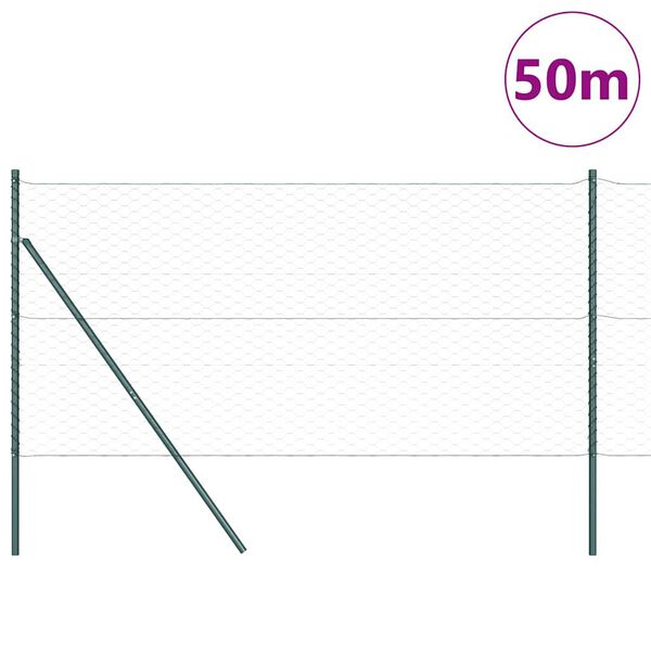 vidaXL Hegnspæl Grøn 50 x 1,4 m (50 mm net) Stål og PVC