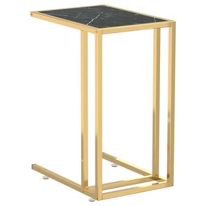 vidaXL sidebord 50x35x65 cm h&aelig;rdet glas sort marmor