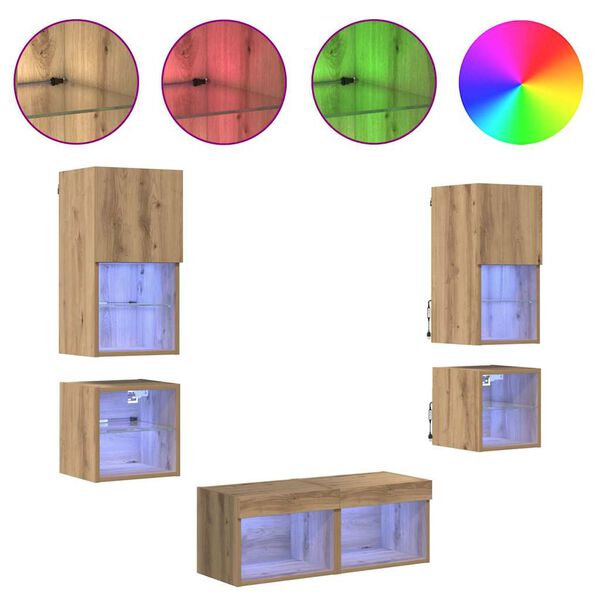 vidaXL TV V&aelig;gmonteringer 8 pcs Artisan Egetr&aelig; Konstrueret tr&aelig;