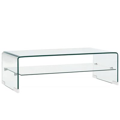 vidaXL sofabord 98 x 45 x 31 cm hærdet glas transparent
