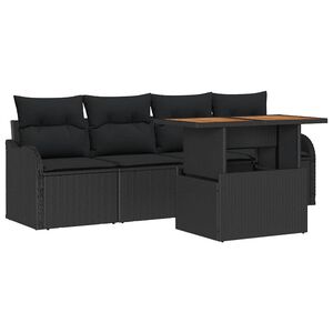 vidaXL Havesofa S&aelig;t 5 stk. Sort polyrattan