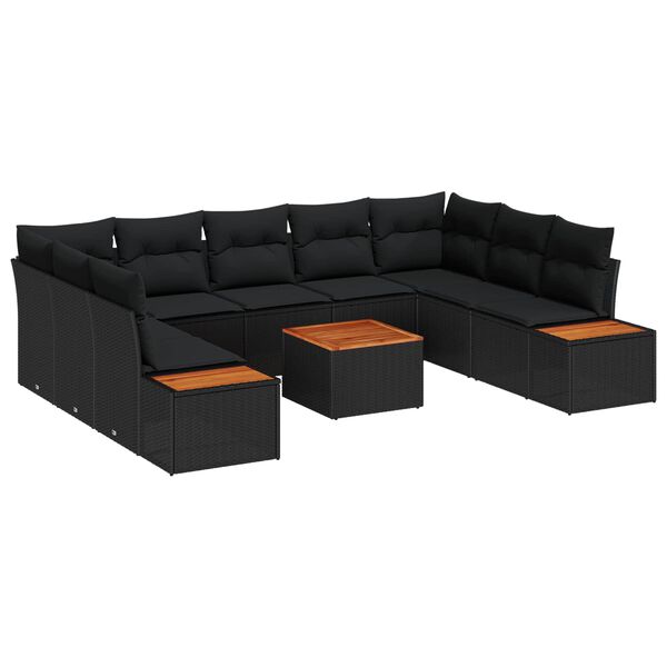 vidaXL Havesofa S&aelig;t med pude med opbevaring 5 pcs Sort Polyrattan