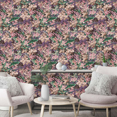 DUTCH WALLCOVERINGS tapet Floral lilla