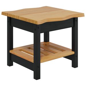 VidaXL Sidebord med hylde EKAI Sort 50 x 50 x 45,5 cm Massivt fyrretr&aelig;