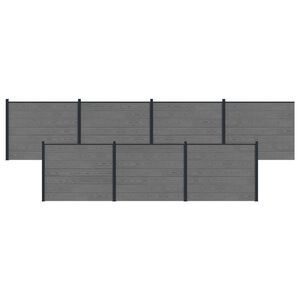 vidaXL Hegnspanel 7 pcs WPC og Aluminium Gr&aring;