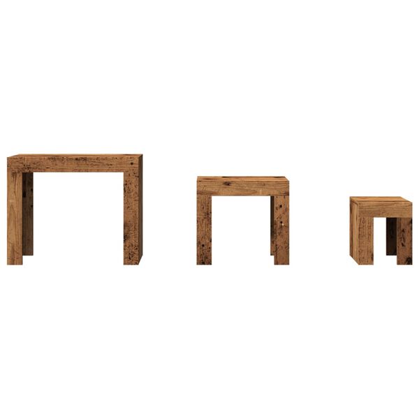 vidaXL indskudsborde 3 stk. konstrueret træ gammelt træ-look