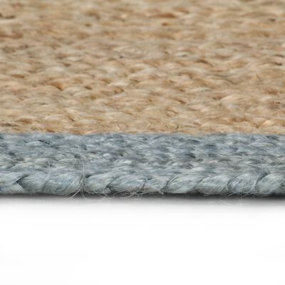 vidaXL håndlavet tæppe med olivengrøn kant jute 120 cm