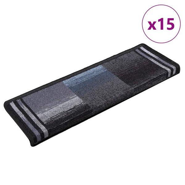 vidaXL selvklæbende trappemåtter 15 stk. 65x21x4 cm sort og grå