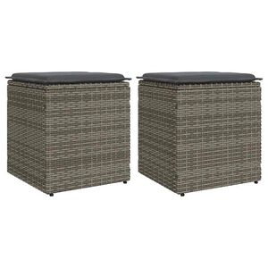 vidaXL havestole med hynder 2 stk. 40x40x43 cm polyrattan gr&aring;