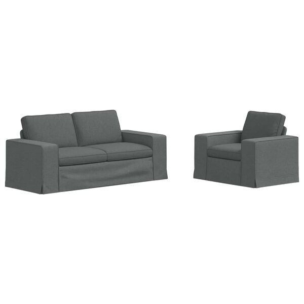 vidaXL Sofa 2 pcs M&oslash;rkegr&aring;