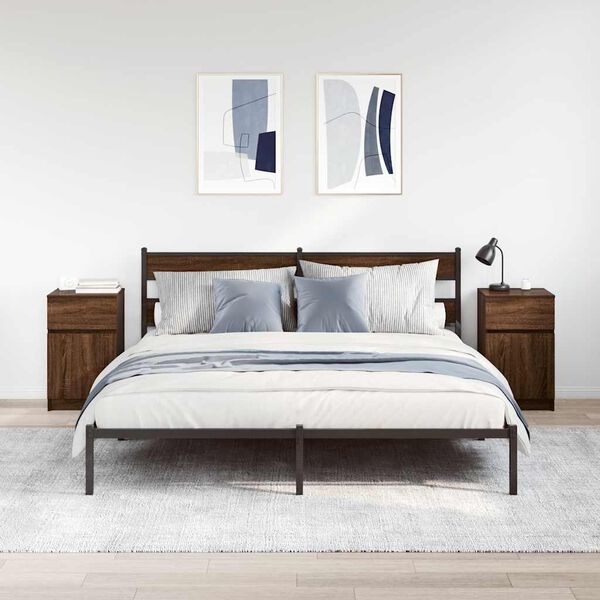 vidaXL sengeborde 2 stk. 39x35x65 cm konstrueret tr&aelig; brun egetr&aelig;sfarve