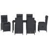 vidaXL Have Spisebordss&aelig;t med pude 7 pcs Sort polyrattan