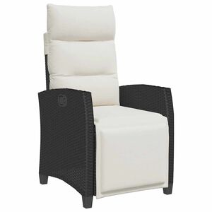 vidaXL havestol med l&aelig;nefunktion og sidebord polyrattan sort