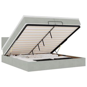 vidaXL osmannisk sengeramme med madrasser 200x200 cm fl&oslash;jl lysegr&aring;