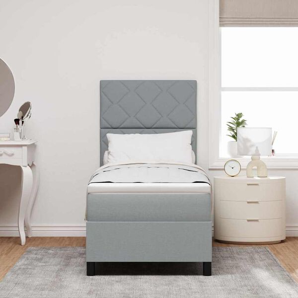 vidaXL Box spring seng med madras med LED Lysegr&aring; 80 x 200 cm Stof