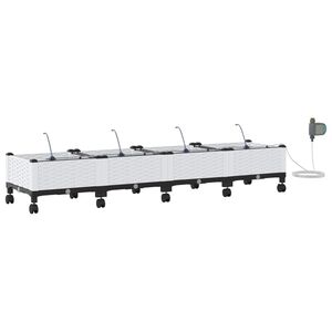 vidaXL Havekrukke med vanding og hjul 4 stk. Hvid 160 x 40 x 28 cm PP