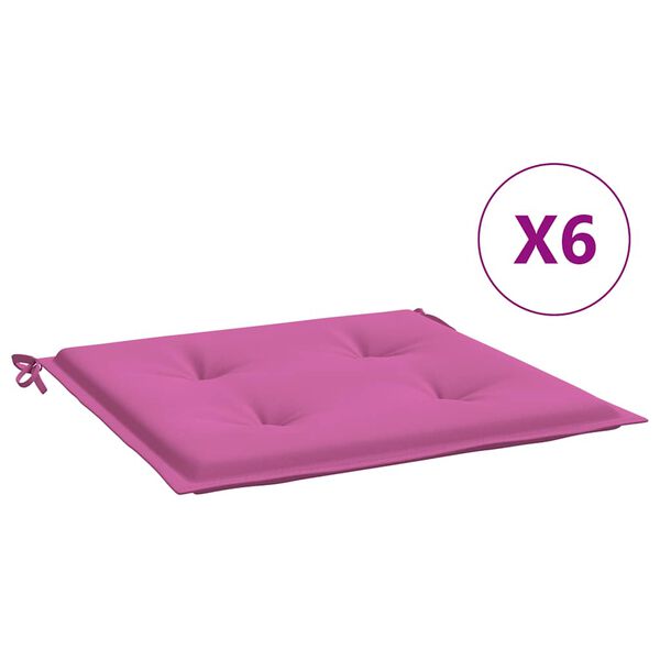 vidaXL hynder til havestol 6 stk. 40x40x4 cm stof pink