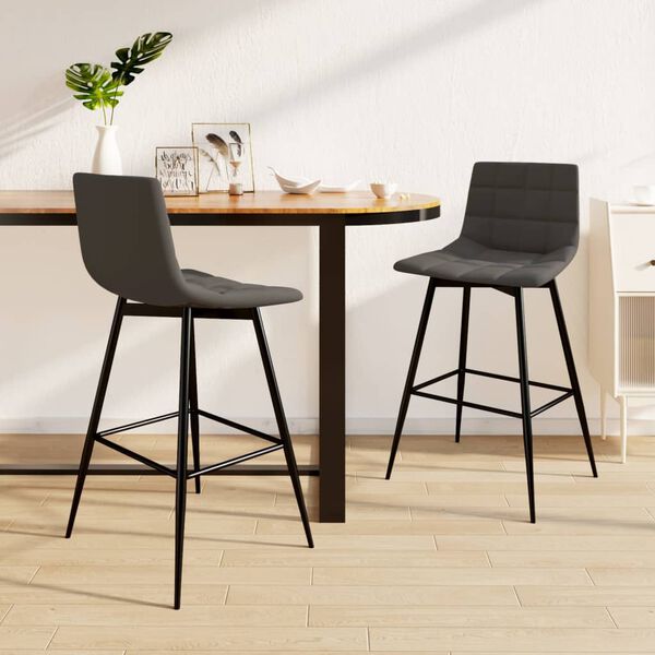 vidaXL barstole 2 stk. fl&oslash;jl m&oslash;rkegr&aring;