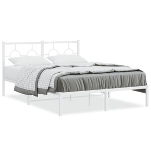 vidaXL sengeramme med sengegavl 140x200 cm metal hvid