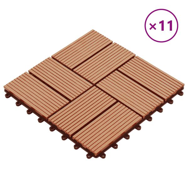 vidaXL Terrasse Flise 11 pcs Teaktr&aelig; 30 x 30 cm WPC