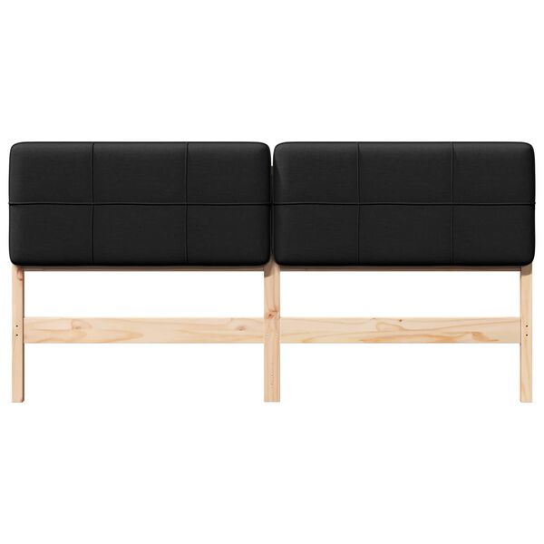 vidaXL Polstret sengegavl Brun og sort 200 cm Massiv fyrretr&aelig;