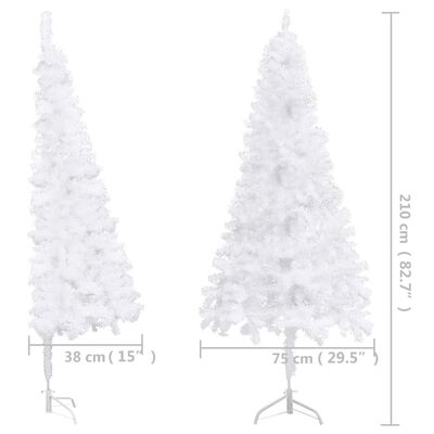 vidaXL kunstigt juletræ til hjørner LED og kuglesæt 210 cm PVC hvid