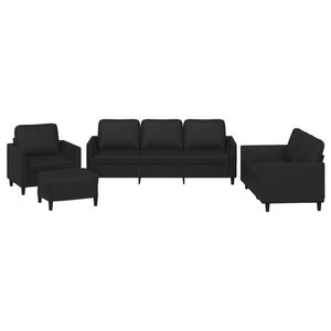 vidaXL sofas&aelig;t 4 dele med hynder kunstl&aelig;der sort