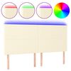 vidaXL sengegavl med LED-lys 180x5x118/128 cm kunstl&aelig;der cremefarvet