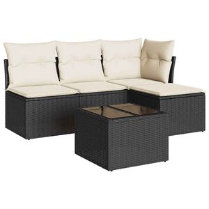 vidaXL sofas&aelig;t til haven 5 dele med hynder polyrattan sort