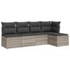 vidaXL sofas&aelig;t 5 dele med hynder polyrattan lysegr&aring;