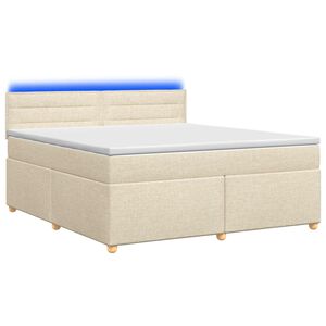 vidaXL Boxmadras med topmadras Cremefarvet 140 x 190 cm Stof