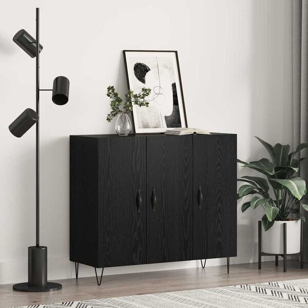 vidaXL Sideboard Sort eg 90 x 32,5 x 80 cm Konstrueret tr&aelig;