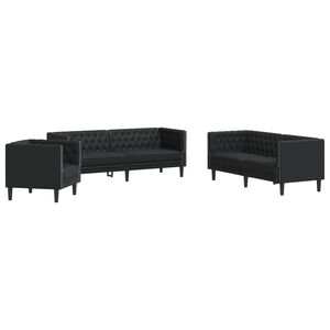 vidaXL 3-personers Chesterfield-sofas&aelig;t kunstl&aelig;der sort