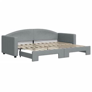 vidaXL daybed med udtr&aelig;k 80x200 cm stof lysegr&aring;