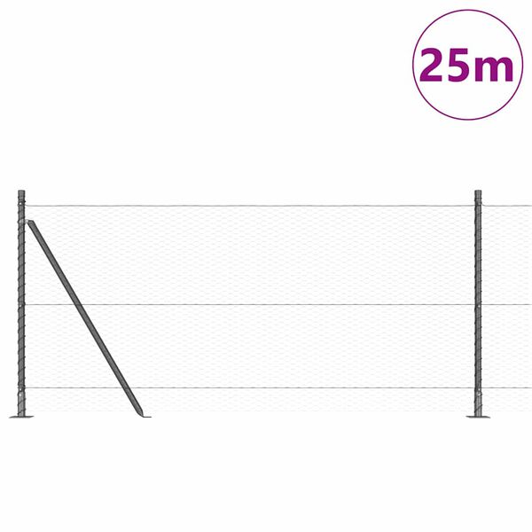 vidaXL Hegnsp&aelig;l Gr&aring; 25 x 0,8 m (25 mm net) St&aring;l og PVC