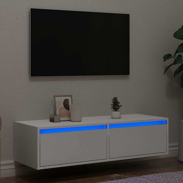 vidaXL tv-skab med LED-lys 100X35,5x25 cm hvid