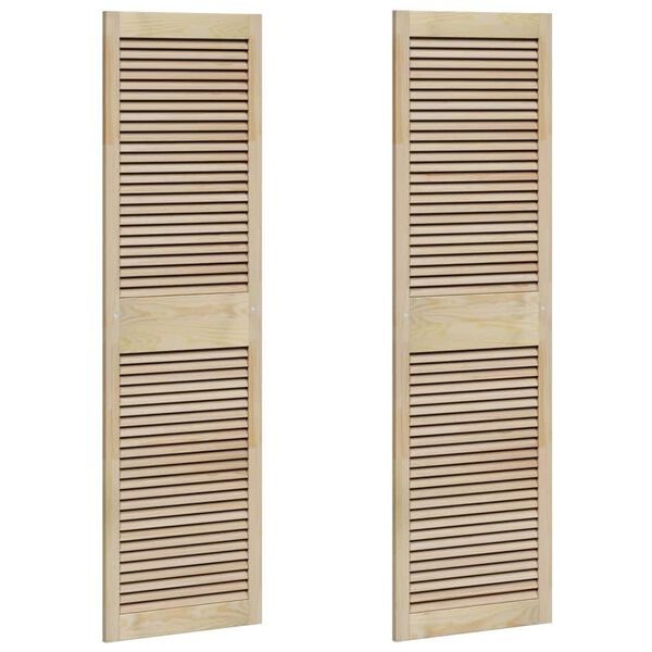 vidaXL Skabsd&oslash;r 2 pcs Naturfarvet 170 x 2,1 x 49,5 cm Massiv fyrretr&aelig;