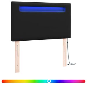 vidaXL LED sengegavl Sort 90 cm Faux l&aelig;der