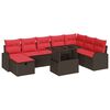 vidaXL Havesofa S&aelig;t med pude med opbevaring 9 pcs Brun Poly rattan