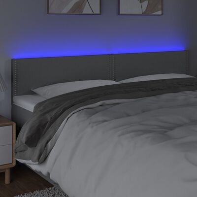 vidaXL sengegavl med LED-lys 180x5x78/88 cm stof lysegrå
