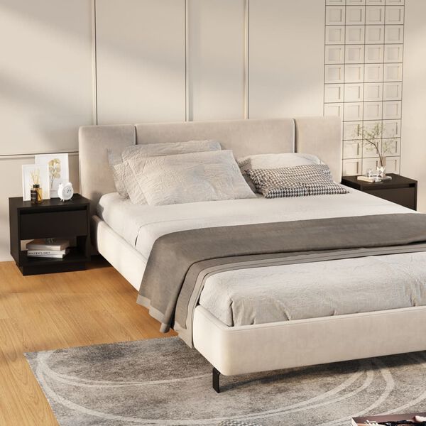 vidaXL sengeborde 2 stk. 45x34x44 cm konstrueret træ sort