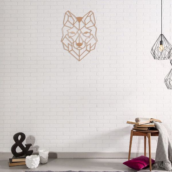 Homemania v&aelig;gdekoration Wolf 41x57 cm st&aring;l kobberfarvet