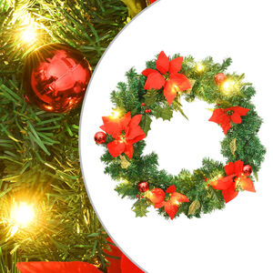 vidaXL julekrans med LED-lys 60 cm PVC gr&oslash;n
