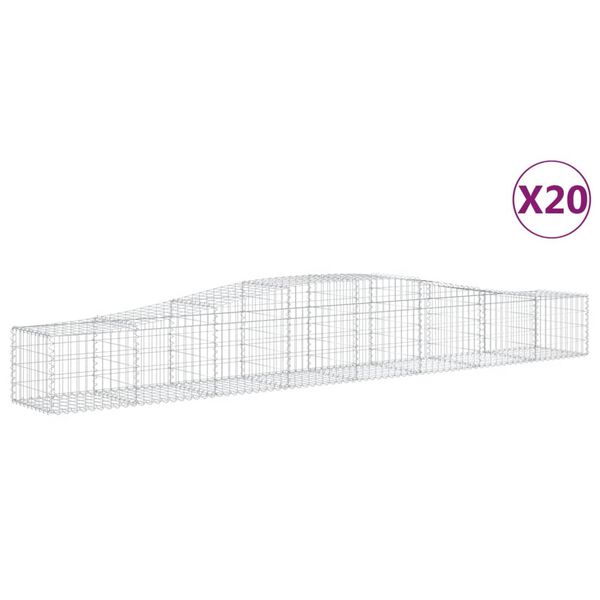vidaXL buede gabionkurve 20 stk. 400x50x40/60 cm galvaniseret jern