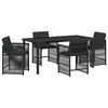 vidaXL Have Spisebordss&aelig;t 5 stk. Sort polyrattan