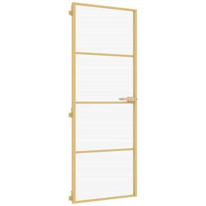 vidaXL indvendig d&oslash;r 76x201,5 cm h&aelig;rdet glas og aluminium guldfarvet