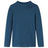 vidaXL Lang&aelig;rmet T-shirt til b&oslash;rn str. 140 ribstrikket marinebl&aring;